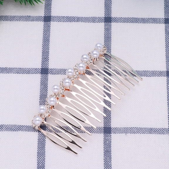 Milisten 1Pc Plated Silver Alloy Hair Comb with Pearls Bridal Headdress for Special Events