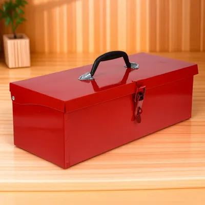 Milisten Red Metal Toolbox 1Pc Portable Steel Storage Box with Shock Resistant Design for Tools