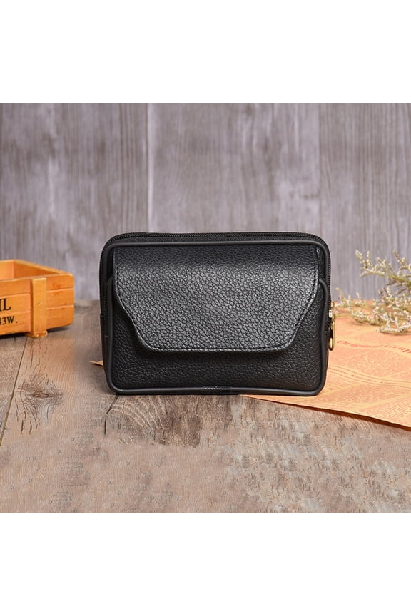 Men's Waist Bag with Zipper, Black Phone Storage Pouch for Travel, Outdoor, and Everyday Use