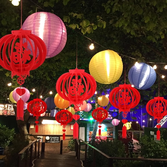 Milisten Festival Red Lantern, Nonwoven Material, Ideal for Indoor and Outdoor Decor, Happy New Year