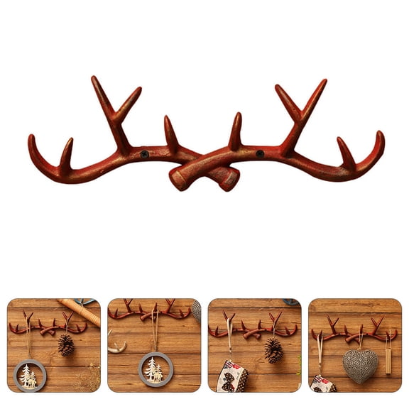 Milisten 1Pcs Deer Antlers Hook 14.15X4.72X1.57in Iron Wall Hangers for Cafe Library Display