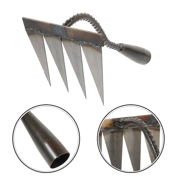 Milisten 1Pcs Four-Pronged Rake for Weeding and Soil Loosening 9.1x7.9x5.1in