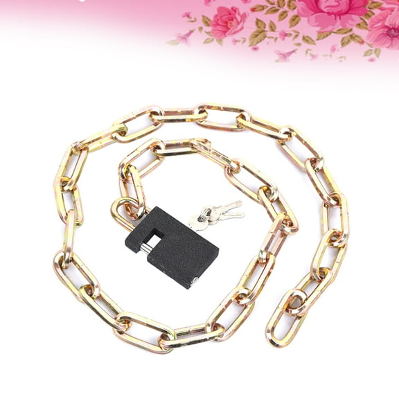 Milisten 1Pcs Security Chain Golden Copper Square-linked Lock for Safely Securing Motorcycles