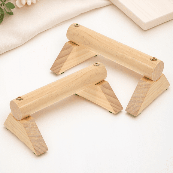 Milisten Ergonomic Push-Up Bars Beige Wood for Upper Body and Abdominal Workout 1Set