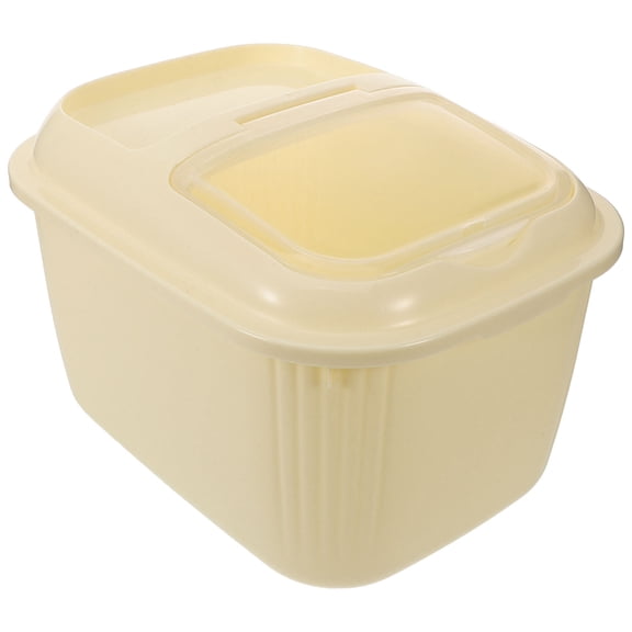 Milisten Beige PP Airtight Rice Storage Container 20 Capacity with Wheels