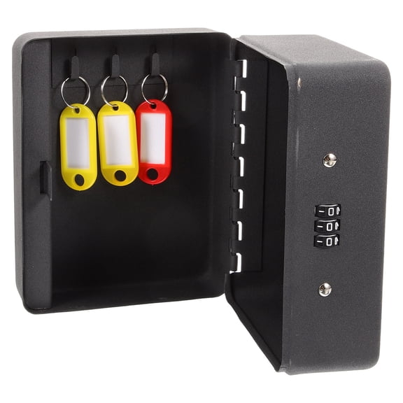 Milisten 1Set Large Capacity Metal Key Box Wall Mounted Black 15.0X12.0X7.5in