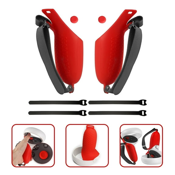 Milisten 1Set Red Silicone 2 Controller Grip Cover with Triangular Protrusion Design for Protective Anti Slip Use