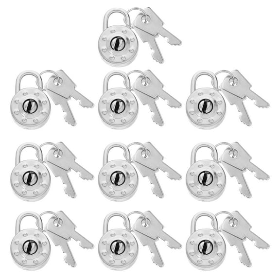 Milisten 1Set Small Silver Round Padlock with Key Zinc Alloy for Locker and Diary Use
