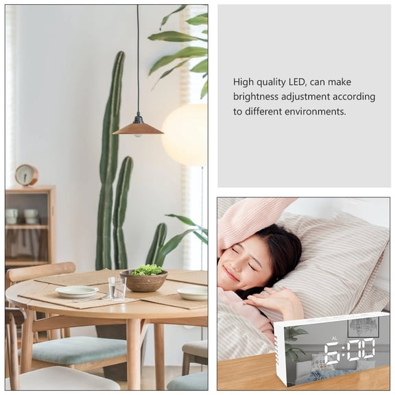 Milisten White ABS LED Digital Clock with Adjustable Brightness for Home