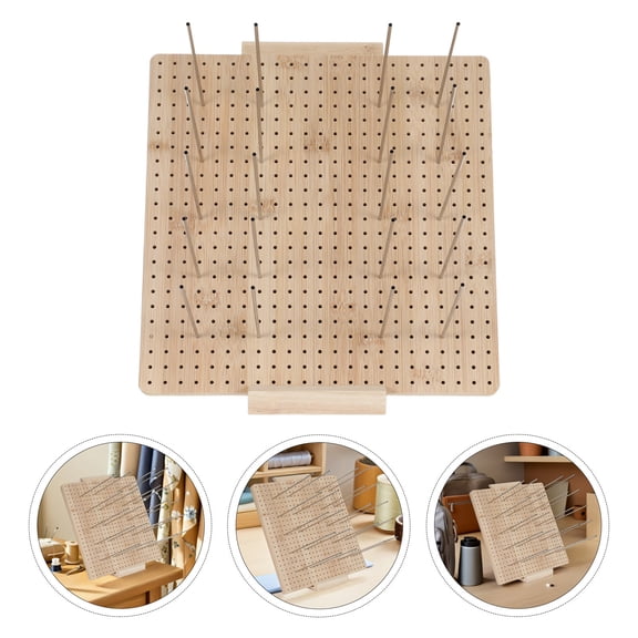 Milisten Crochet Blocking Board Brown Wood and Stainless Steel for Professional Projects 1Set