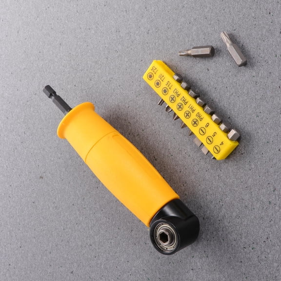 Milisten 1Set Yellow Chrome Vanadium Steel Right Angle Screwdriver Drill Bit Adapter For Tight Spaces Professionals