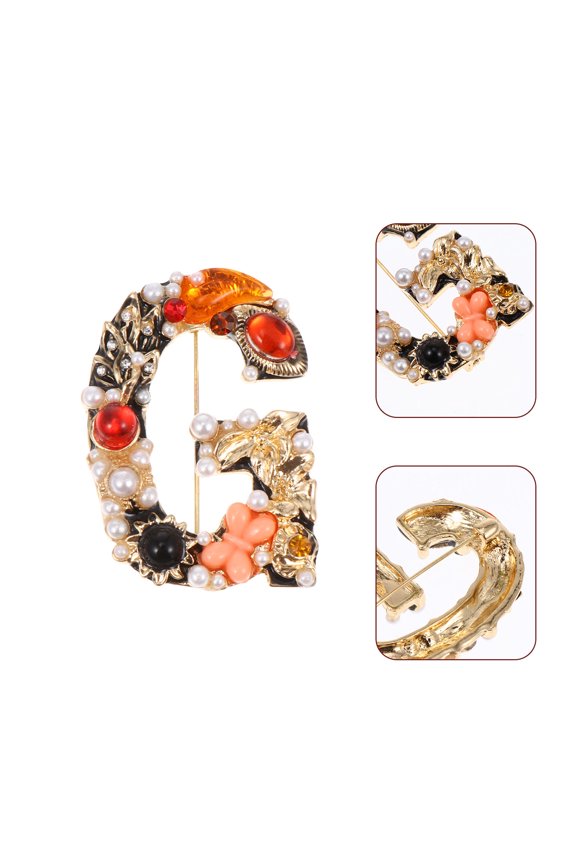 1pc Fashionable Brooch Pin Creative Letters G Shaped Brooch Delicate Blouse Pin