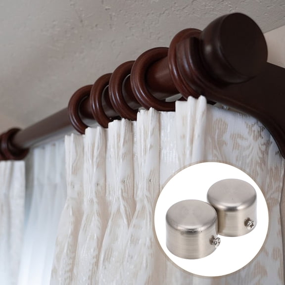 Milisten 2 PCS 28mm Window Drapery Curtain Rod End Drapery Pole Rail Decorative Heads (Silver)