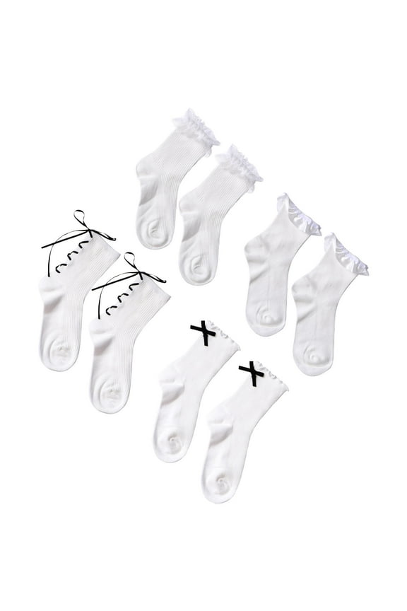2 Pairs Womens Cotton White Stacking Socks Breathable Socks for Autumn and Everyday Wear