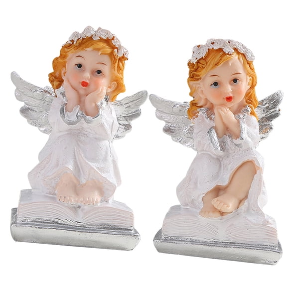 Milisten 2-Pack Angel Figurines Set for Desktop Decoration, Statues for Home and Office Display
