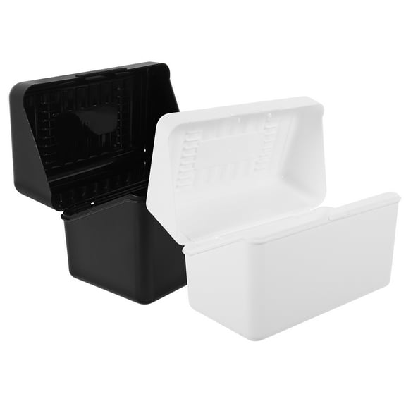 Milisten 2-Pack Black Plastic Index Card Storage Boxes Organizer for 3x5 Inch Cards, Card Holder Case