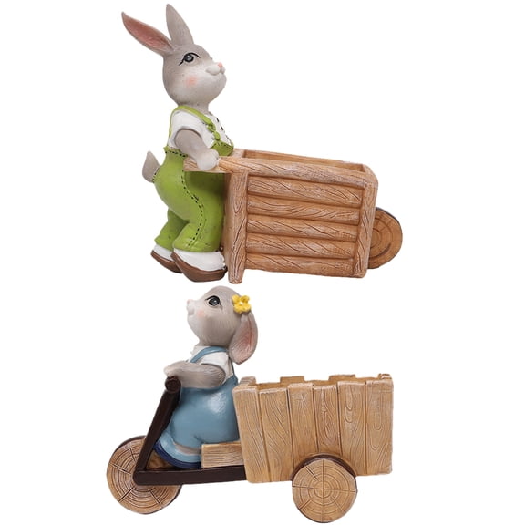 Milisten animal sculpture planter Rabbit Statue Plant Pots Assorted Color Decorative Office 2Pcs