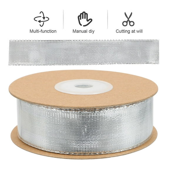 Milisten Wired Edge Ribbon Wedding Silver 2 Rolls 0.4x10in