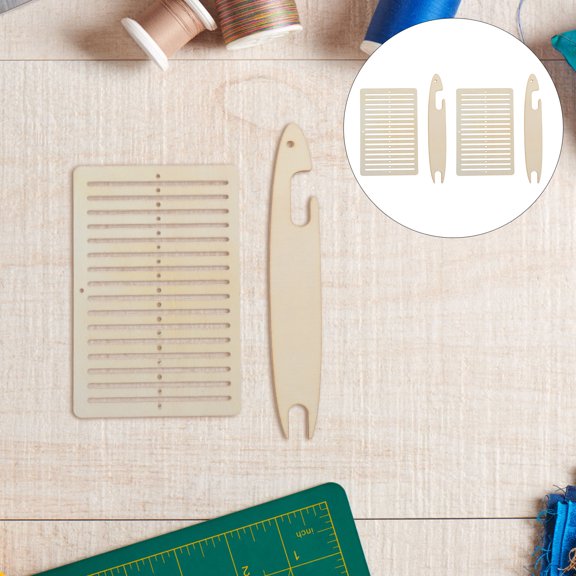 Milisten 2Set Durable Wood Weaving Loom Kit with Shuttle for Bracelet and Strap Making