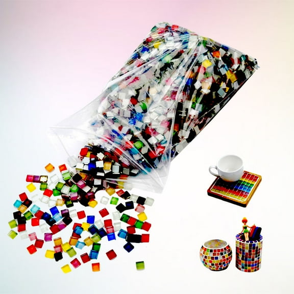 Milisten 200Pcs Premium Plastic Mosaic Cubes Assorted Colors for Home Decoration and Crafting