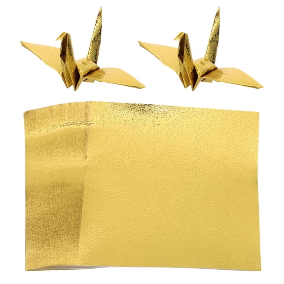 Milisten 200Pcs Pearlized Golden Origami Sheets for Handmade Crafts and Square Paper Folding Projects