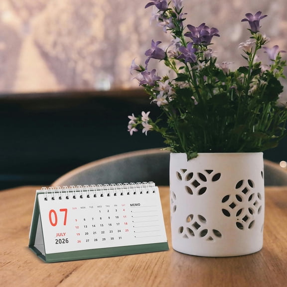 Milisten Green 2026 Standing Flip Calendar, Foldable, Office Desk Organizer, 18 Months