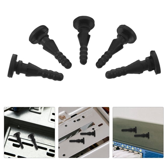 Milisten 20Pcs Black Computer Fan Mounts with Rubber Shock Absorber Pins for Stable Cooling Performance