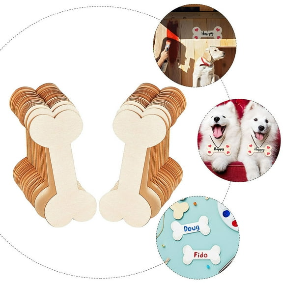 Milisten 20 Pcs Unfinished Wooden Dog Bone Cutouts for Crafts Hanging Pendants Home Decor