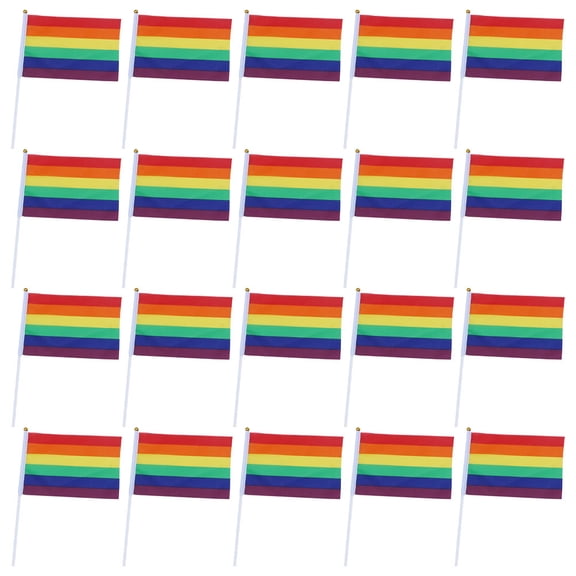 Milisten 20Pcs Parade Handheld Flags Rainbow Assorted Color Garden Festivals 11.8x8.3in