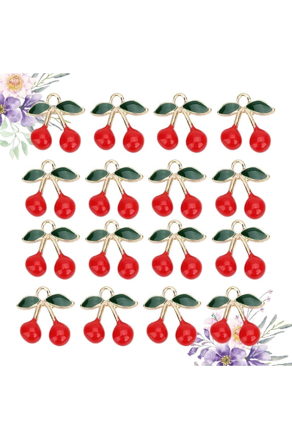 20Pcs Cherry Pendant Charm Set for Earring and Keychain Diy Accessories