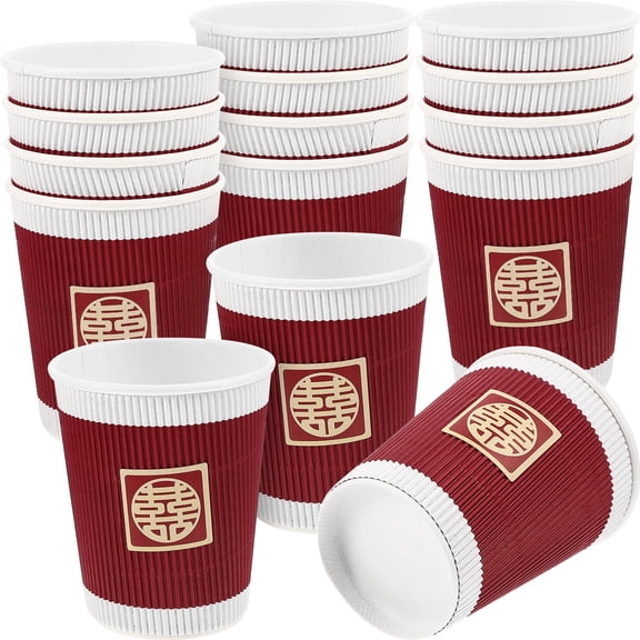 Milisten 20pcs Disposable Wedding Paper Cups Thickened Paper for Outdoor Parties and Receptions