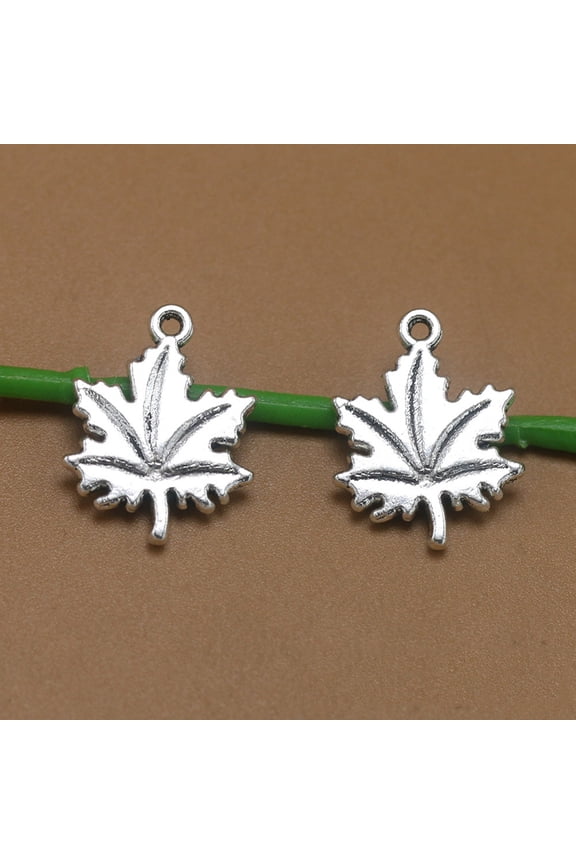 20pcs Maple Leaf Jewel Locket Moonlight Pendant Silver for Cosplay Costume Making
