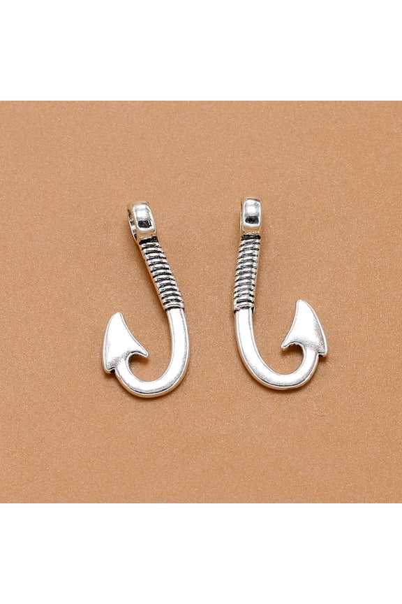 20pcs Antique Alloy Hook Pendants for Jewelry Making, Simple Design Accessories for Crafting