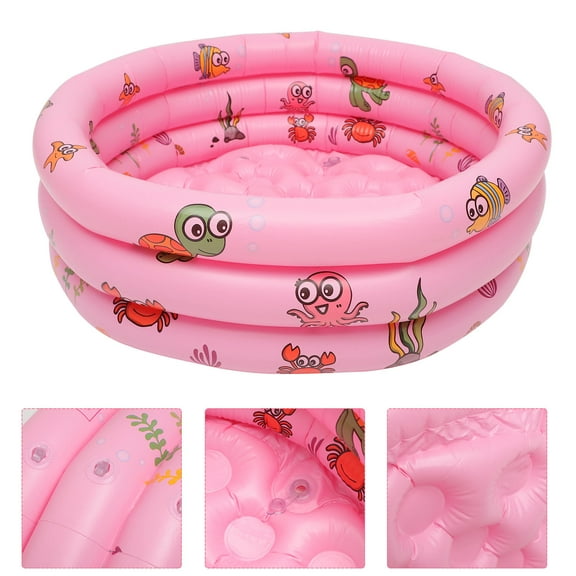 Milisten 23Pcs Inflatable Pool Bathtub for Babies Pink PVC Round Swimming Fun 27.6*27.6*9.8in Outdoor
