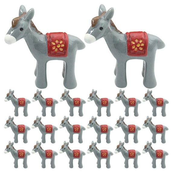 Milisten 24PCS Tiny Resin Animals Donkey Decor Olive Green Miniature Figurines for Craft Project Use