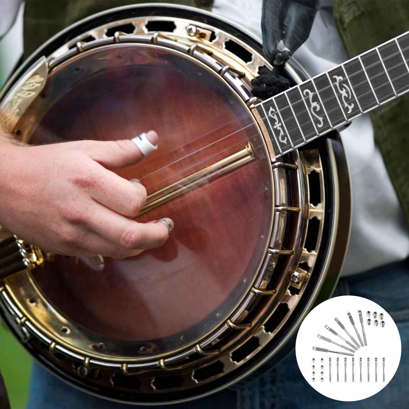 Milisten Metal Banjo Hooks Banjo Hook Brackets Metal Silver 24Pcs 5.5x5 ...