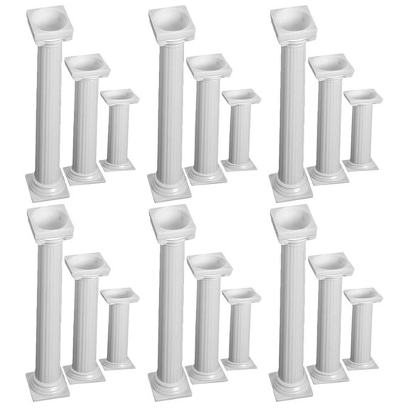 Milisten White Plastic Roman Column 24Pcs 3.0In Cake Stand