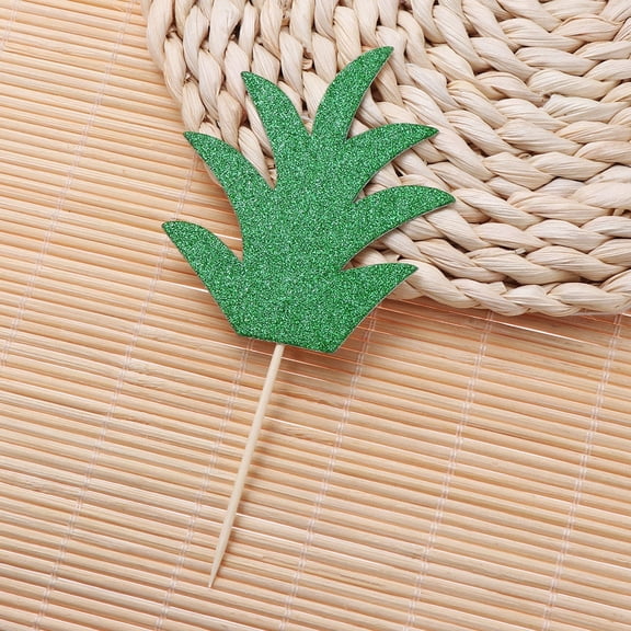 Milisten Green Leaf Cake Toppers for Tropical Party Decorations 24Pcs
