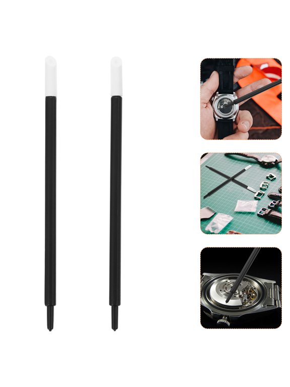 2-Pack Watchmaker Cleaning Sticks Black Plastic Tools for Precision Workshop and School Use