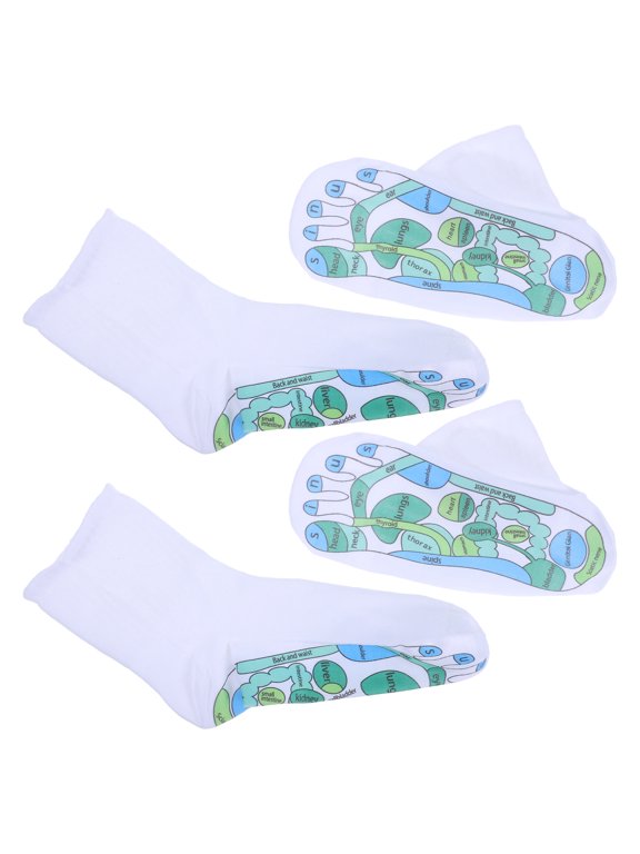 Unisex Massage Socks Palm Acupoint Design Soft Cotton White for Foot 2Pairs