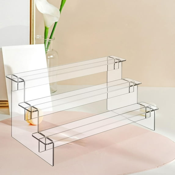 Milisten Clear Acrylic Display Shelf with Stepped Design for Collectibles, 2 Pieces Organizer Stand