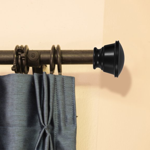 Milisten 2Pcs Black Curtain Rod Plug Metal Finials Decorative Ends for Window Drapery Rod Decor