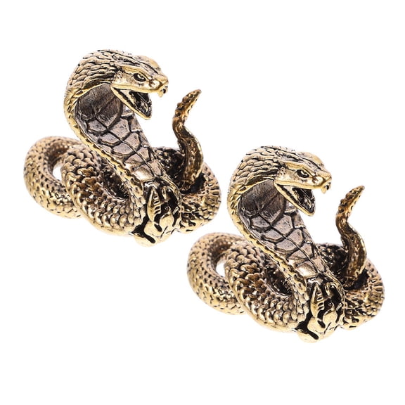 Milisten 2Pcs Brass Snake Statue Multi Color Metal Sculpture Retro Desktop Decor Figurine