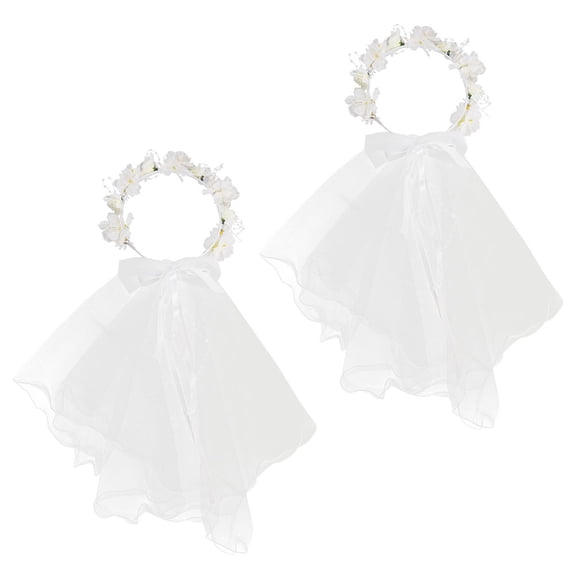 Milisten Bride Accessories White Floral Crown Headband Elegant Design Comfortable Wear 2Pcs