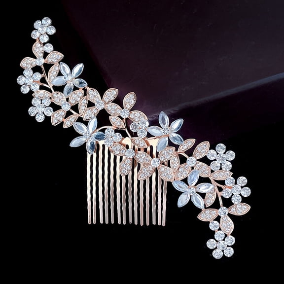Milisten 2-Pack Bridal Wedding Hair Combs with Sparkling Rhinestone Rose Design, Elegant Hair Accessories for Brides and Special Occasions