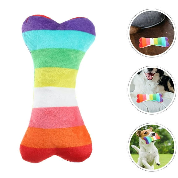 Milisten 2Pcs Chewing Squeaky Toy Plush Bone shaped for Aggressive Chewers Training