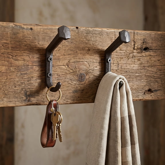 Milisten 2-Pack Cast Iron Railroad Spike Hooks for Wall Mounting Coats and Hats, Coffee Color, Indoor Use