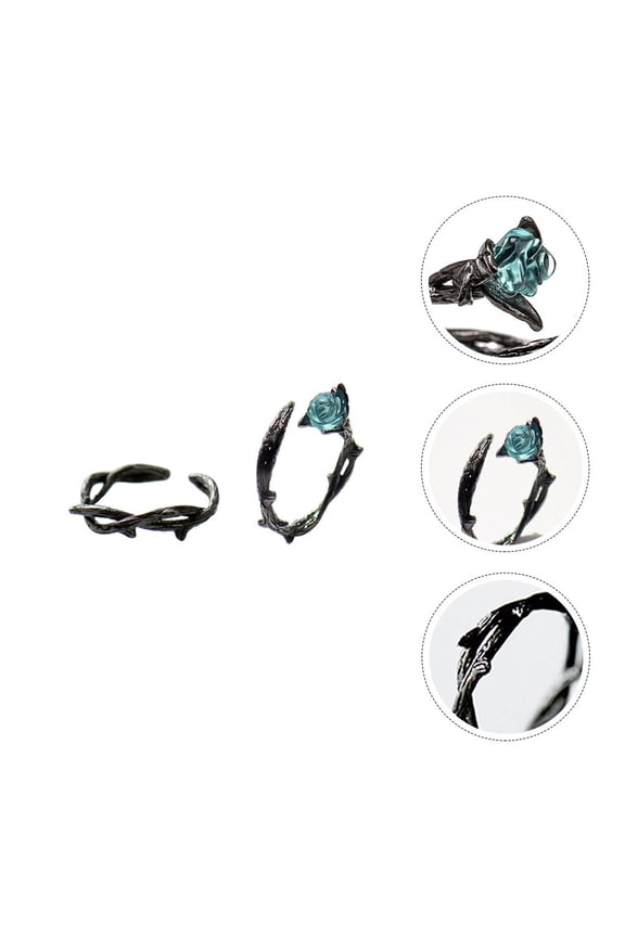 Matching Love Rings Finger Decor Ring Durable Use Copper 2Pcs Black