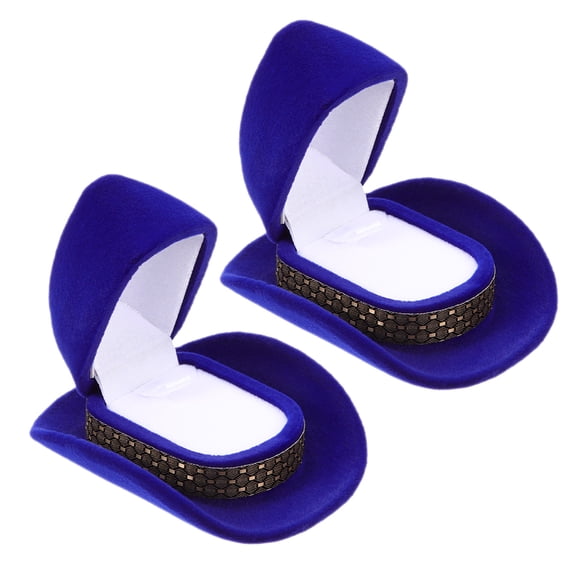 Milisten 2pcs Western Box Cowboy Hat Holder Blue Flocking Western Style Display Holder Women Home Decor