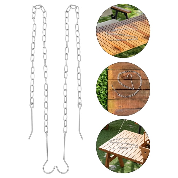 Milisten 2Pcs Plated Silver Stainless Steel Hanging Chain with Double Hook for Outdoor Camping